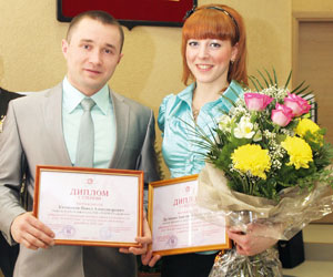 П. Калмыков и А. Дружкова после награждения